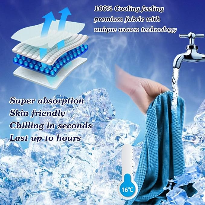 6 Packs Cooling Towels for Neck and Face(40"x 12"), Cooling Towels for Hot Weather, Cooling Wipes, Lightweight Soft Breathable Towels for Yoga, Sport, Workout, Running, Gym, Camping, Fitness