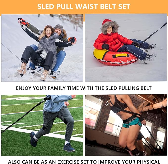Sled Pulling Belt Set, Adjustable Waist Training Belt with Pulling Rope for Strength Agility Power Training to Help Full Body Building