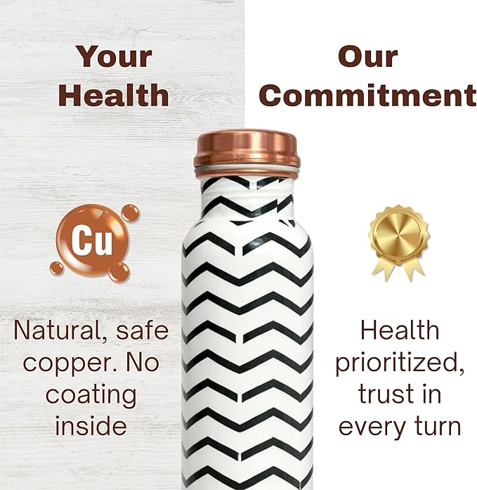 Meena Pure Copper Water Bottle for Drinking 34 oz Leak Proof Lid Bottle for Yoga Gym Office Home and Travel (Blue Vessel)