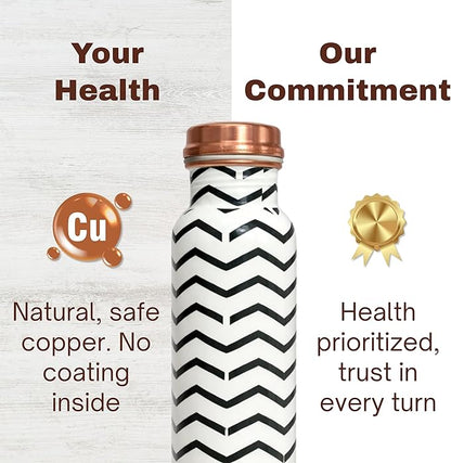 Meena Pure Copper Water Bottle for Drinking 34 oz Leak Proof Lid Bottle for Yoga Gym Office Home and Travel (Blue Vessel)