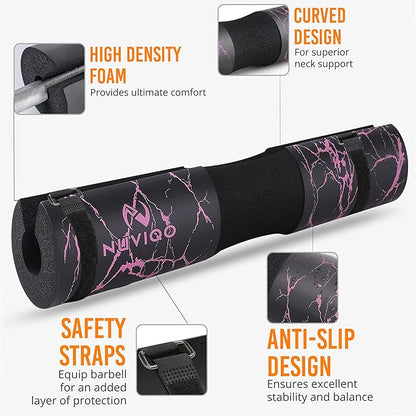Barbell Pad Squat Pad for Lunges and Squats - Hip Thrust Pad for Standard and Olympic Bars - Provides Cushion to Neck and Shoulders While Training