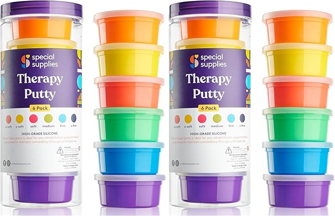 Special Supplies Therapy Putty for Kids and Adults - Resistive Hand Exercise Stress Relief Therapy Putty Kit, Set of 6 Strengths, 3 Ounces of Each Putty