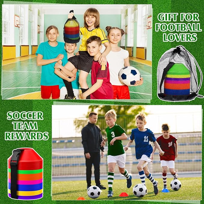 Hanaive 100 Pieces Mini Soccer Cones for Sport Drills 5 Inch Agility Disc Cones with Accessories for Kids Football Training