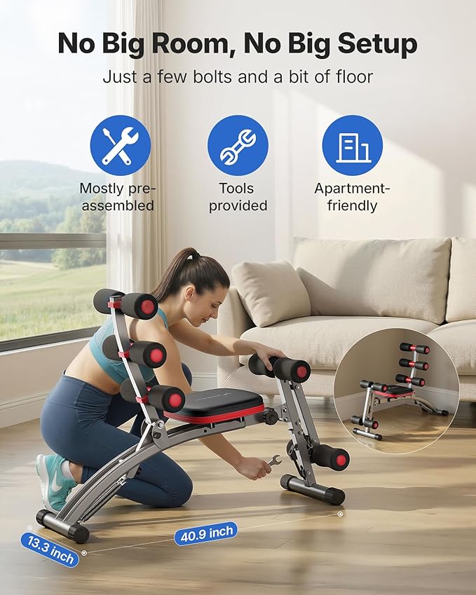 MERACH Ab Machine, Multi-Functional Adjustable Ab Trainer, Ab Workout Bench for Home Gym, Sit Up Machine for Abdominal, Exercise Chair for Full Body Workout