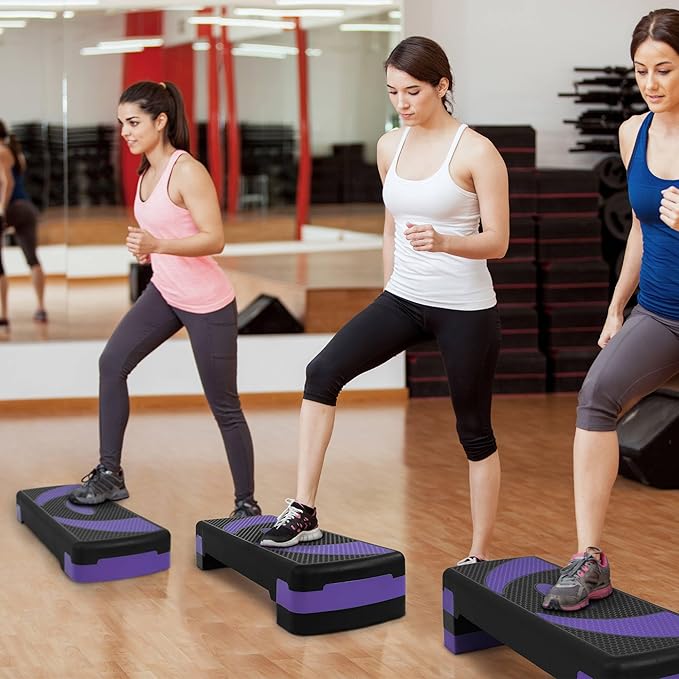 BalanceFrom Aerobic Step Platform Trainer with Adjustable 3-Level Risers, 400 Pound Weight Capacity – Non-Slip Exercise Stepper for Cardio, Strength, and Fitness Workouts, 31", Multiple Colors