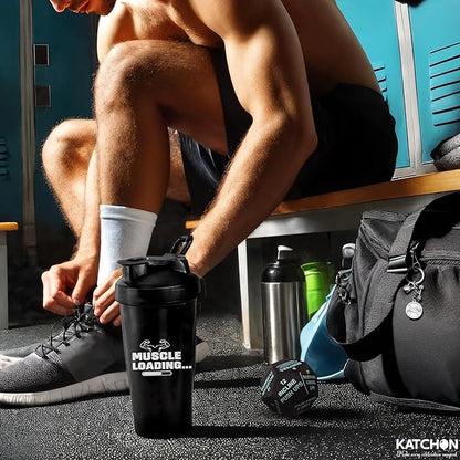 KatchOn, Fitness Gift Set – Pack of 4 | Gym Accessories for Men, with Exercise Dice | Valentine Gifts for Him | Workout Gifts for Men, Pre Workout Shaker, Dice and Dumble Keychains