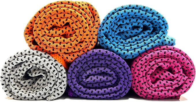 5 Pack Cooling Towel 47"x13.78"(120x35cm) Microfiber, Soft Breathable Chilly Towel Stay Cool for Yoga, Sport, Gym, Workout, Camping, Fitness, Running(5, Grey+Blue+Rose Red+Purple+Orange)