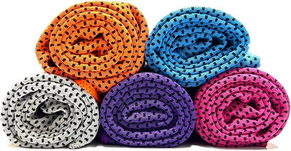 5 Pack Cooling Towel 47"x13.78"(120x35cm) Microfiber, Soft Breathable Chilly Towel Stay Cool for Yoga, Sport, Gym, Workout, Camping, Fitness, Running(5, Grey+Blue+Rose Red+Purple+Orange)
