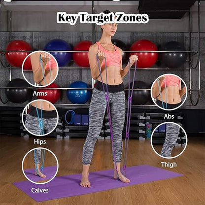 7 Ring Adjustable Loop Resistance Bands for Working Out Walk at Home，Workout Bands Exercise Stretch Band for Women&Men Fitness, Yoga, Pilates-Non-Slip, Durable Rubber, Home/Gym Use