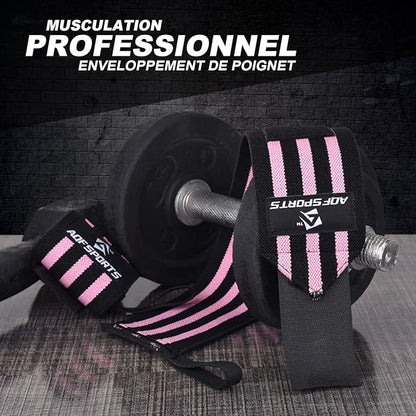 AQF Wrist Wraps for Weightlifting - USPA & IPL Approved 18" Gym Wrist Support with Thumb Loop - Heavy Duty Lifting Wrist Straps for Fitness, Workout, Powerlifting, & Bodybuilding (Pair)