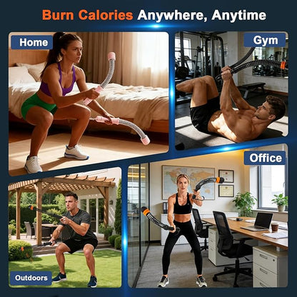 Adjustable Ropeless Battle Ropes, Heavy Duty Cordless Battle Rope, Non-Slip Spiral Handles, Variable Resistance Exercise Ropes, Low Impact Strength HIIT Cardio Fitness Equipment for Home Gym Men Women