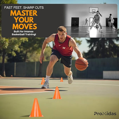 7 Inch(12 PCs) Soccer Cones for Training Kids with Mesh Bag - Small Traffic Cones for Sports Training - Flexible Conos for Soccer Practice, Basketball & Football Drills Equipment