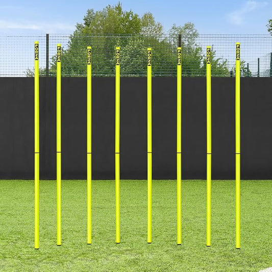 FORZA Slalom Agility Poles | Improve Endurance, Speed & Footwork | Color, Size & Rubber Base Options Available [8 Pack]