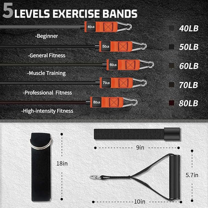 VEICK Resistance Bands, Exercise Bands, Workout Bands, Resistance Bands for Working Out with Handles for Men and Women, Exercising Bands for Fitness Weights Work Out at Home
