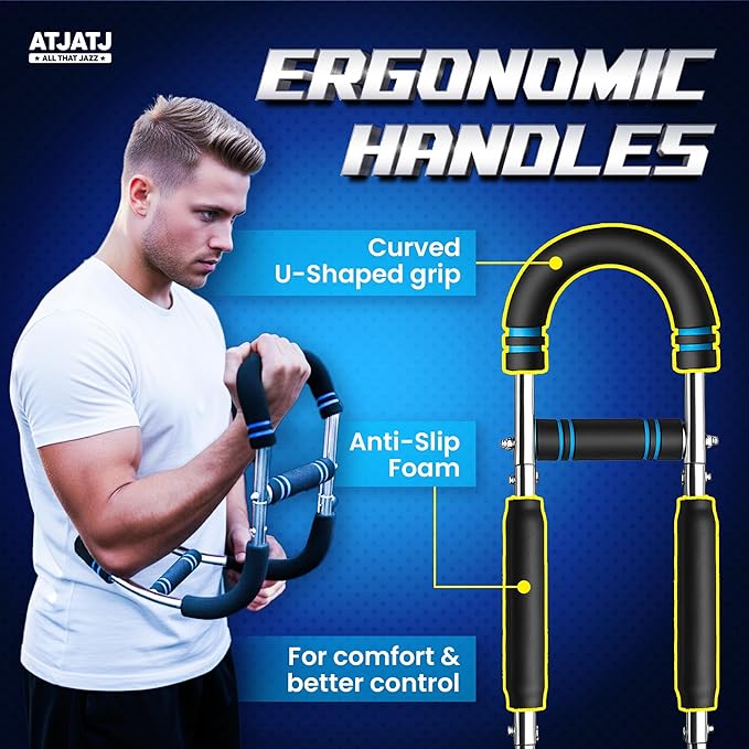 3-Level (50–100lbs) Twister Arm Trainer, Adjustable Chest & Bicep Workout Equipment for Men, Detachable Home Gym Shoulders and Forearms Muscle Training Fitness with Steel Frame & Ergonomic Handles