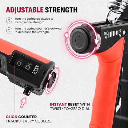 Grip Strength Trainer Kit, 4 Pack Hand Gripper Strengthener with Adjustable Resistance, Forearm Exerciser, Finger Strengthener & Stress Relief Ball for Muscle Building & Injury Recovery