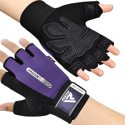 RDX Weight Lifting Gloves Gym Fitness Workout, Anti Slip Padded Full Palm Protection, Ultra Ventilated, Bodybuilding Strength Training HIIT WOD Exercise, Half Finger Men Women Cycling Rowing Climbing