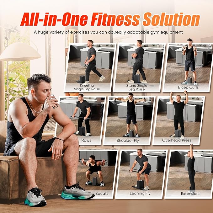 SR3 Pro Smart Home Gym - Max 180lbs All-in-One Foldable Strength Training Machine for Full Body Workouts, Adjustable Resistance Fitness Equipment for Men & Women, Compact Home Workout Cube