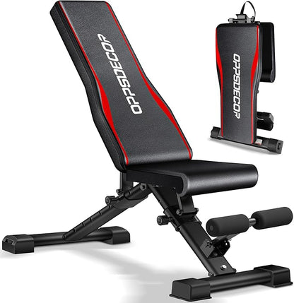 OPPSDECOR Fitness Weight Bench, 900LBS Adjustable Incline/Decline/Flat Bench with Quick Folding & Setup, Strength Training Bench Press Bench for Home Gym Full Body Workout