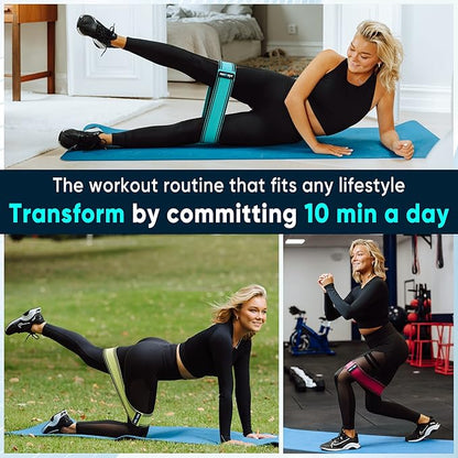 Resistance Fabric Booty Bands- 3 Working Out Hip Stretch Bands for Legs, Butt, Glutes- Exercise Loop Band for Workout, Stretching, Warm-Up, Strength Training, Squats, Build Glute & Muscle, Women & Men