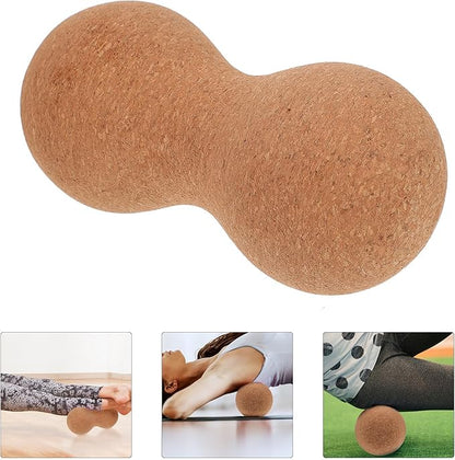 Peanut Massage Ball Double Massage Tool Cork Wood Deep Tissue Massager for Back, Neck, and Muscle Trigger Point Therapy Fitness Exercise and Mobility Random Color