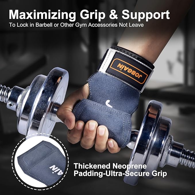 Weight Lifting Wrist Strap, Double Layer Leather Wrist Strap for Deadlift and Powerlifting, Adjustable Neoprene Padded Wrist Wraps, for Men & Women, 1 Pair