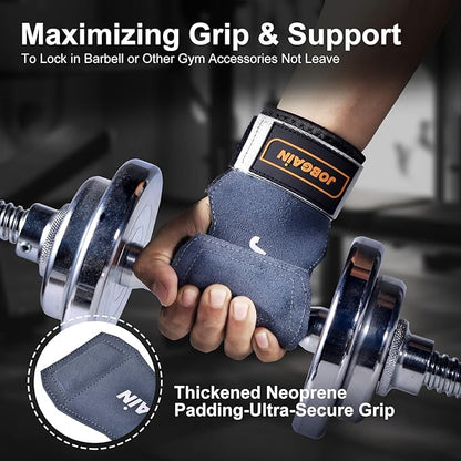 Weight Lifting Wrist Strap, Double Layer Leather Wrist Strap for Deadlift and Powerlifting, Adjustable Neoprene Padded Wrist Wraps, for Men & Women, 1 Pair
