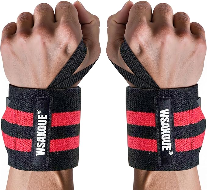 WSAKOUE Weightlifting Wrist Wraps - 18" Professional Wrist Support with Heavy-Duty Thumb Loop for Powerlifting, Bench Press & Strength Training- Adjustable Gym Wrist Straps for Men & Women