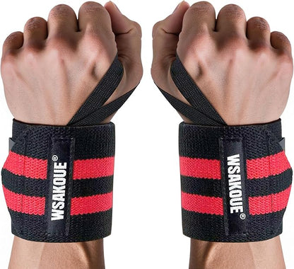 WSAKOUE Weightlifting Wrist Wraps - 18" Professional Wrist Support with Heavy-Duty Thumb Loop for Powerlifting, Bench Press & Strength Training- Adjustable Gym Wrist Straps for Men & Women