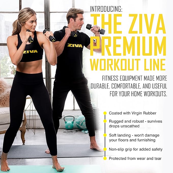 ZIVA RPU Tribell Dumbbell Pair – Premium Urethane-Coated Hand Weights with Ergonomic textured Grip & Steel Core – 2–20 lb Sets in Multiple Colors for Strength Training