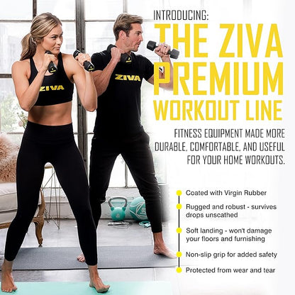 ZIVA RPU Tribell Dumbbell Pair – Premium Urethane-Coated Hand Weights with Ergonomic textured Grip & Steel Core – 2–20 lb Sets in Multiple Colors for Strength Training
