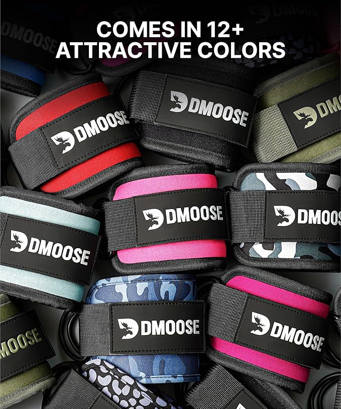 DMoose Fitness Ankle Strap for Cable Machine - One Size Fit with Premium Padding Cuffs, Ankle Bands for Working Out, Booty Workouts, Leg Extension, Hip Abductors, Kickbacks & Lower Body Exercises