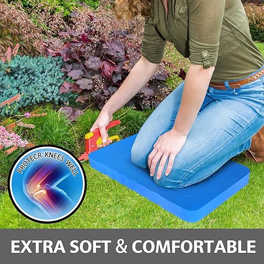 HOOPLE Extra Thick Kneeling Pad 1.5 Inch, Large Foam Kneeling Cushion for Gardening, Bathing, Exercise, Yoga & Garage Work, Waterproof Comfort Knee Mat for Gardeners & Home Use, Blue 17.5 x 11 x 1.5 Inches
