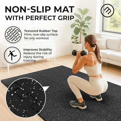 bemaxx Gym Mats Set - 18 pcs EVA Interlocking Foam Floor Tiles (12.6"x12.6"x0.4") 18sqft Protective Gym Flooring Sports Home Workout Exercise Mats Puzzle Garage Fitness Play-Room Pool Treadmill Bike