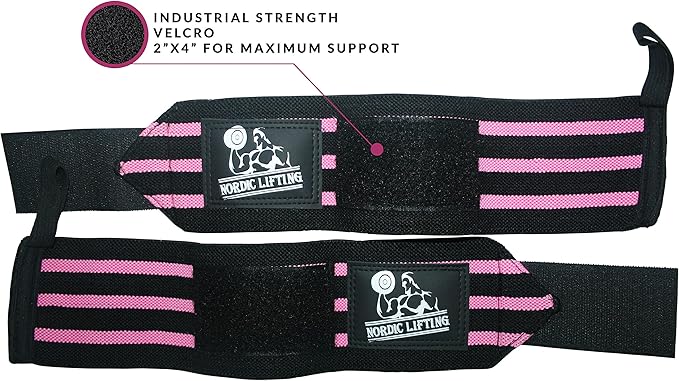Nordic Lifting Wrist Wraps (2 Pairs) – Lifting Wrist Wraps with Thumb Loop for Weightlifting, Powerlifting & CrossFit – Durable Wrist Support Straps for Men & Women – Gym Essentials for Heavy Lifts