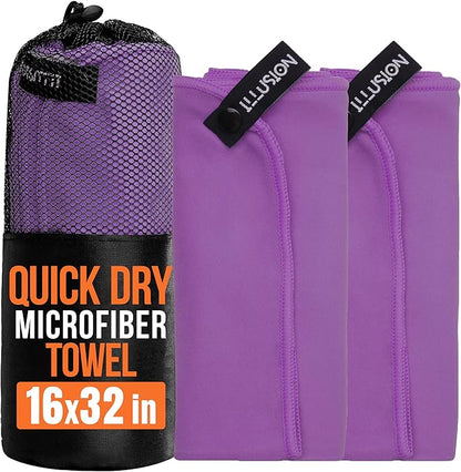 illusion Small Microfiber Gym Towels for Men and Women Active Sports (32" L x 16''W)-Lightweight Quick Dry Gym Towel for Sweat-Workout Towels Ideal for Yoga, Camping, Running, and Outdoor Activities