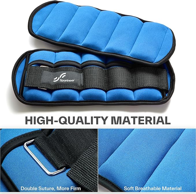 Sportneer Adjustable Ankle/Wrist Weights for Men Women Kids, Weighted Leg & Cuff Strength Training for Yoga Walking Running Aerobics Gym Fitness Physical Therapy