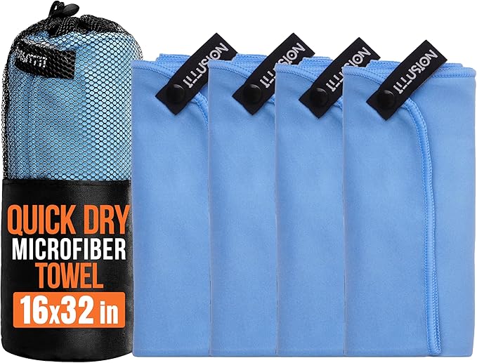 illusion Small Microfiber Gym Towels for Men and Women Active Sports (32" L x 16''W)-Lightweight Quick Dry Gym Towel for Sweat-Workout Towels Ideal for Yoga, Camping, Running, and Outdoor Activities