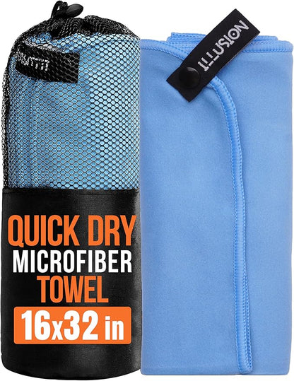 illusion Small Microfiber Gym Towels for Men and Women Active Sports (32" L x 16''W)-Lightweight Quick Dry Gym Towel for Sweat-Workout Towels Ideal for Yoga, Camping, Running, and Outdoor Activities