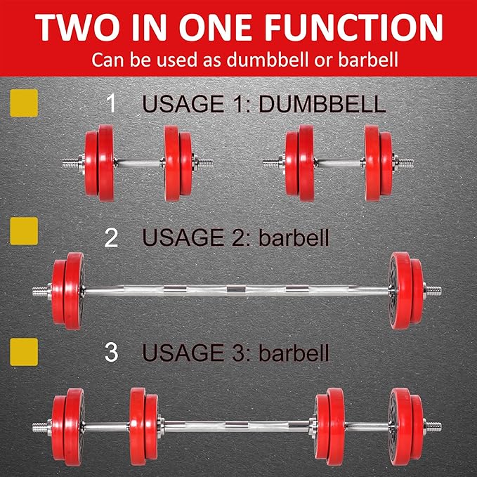 Soozier Adjustable Dumbbell Set, Convertible to Barbell Weight Set for Home Gym Women and Men Weight Lifting Training.