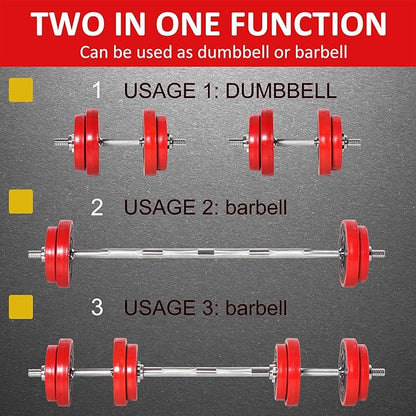 Soozier Adjustable Dumbbell Set, Convertible to Barbell Weight Set for Home Gym Women and Men Weight Lifting Training.
