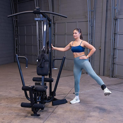 Body-Solid Powerline Adjustable Power Rack - 18-Level Strength Training Heavy-Duty Steel Frame with Safety Rods and Chin-Up Bar for Home Gym, Silver