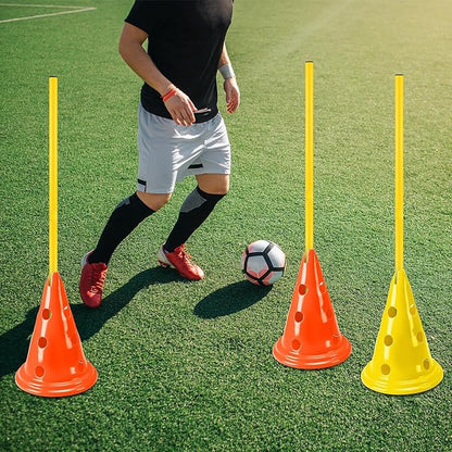 Dog Agility Hurdle Cone Set Dog Agility Course Backyard Set with Height Adjustable Include 12 Cones 6 Rods Training Equipment for Pet Obstacle Course Outdoor Games(Yellow, Yellow)