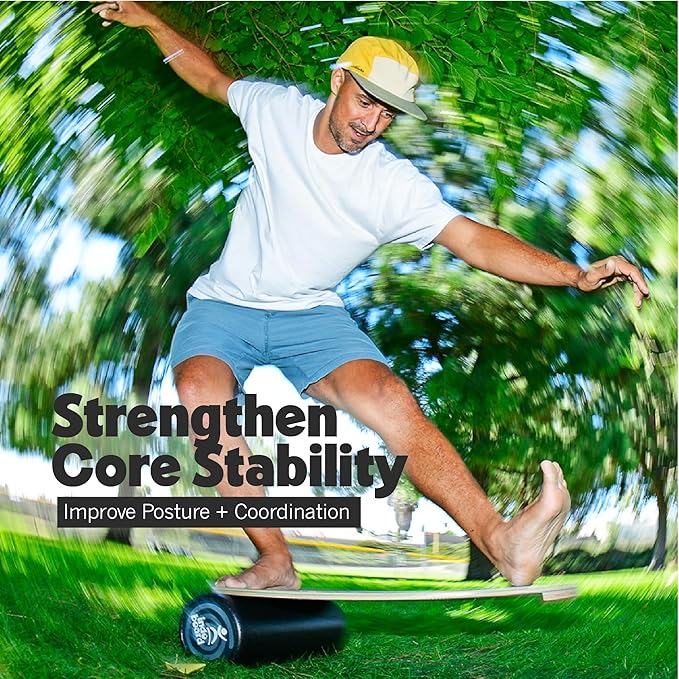 The Original Indo Board Training Package - Balance Board Trainer for Core Strength, Stability & Athletic Performance - Surfing, Skateboarding, Snowboarding, Yoga, Physical Therapy & More. Includes Board, Cushion and Roller.