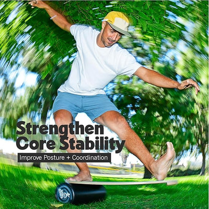 The Original Indo Board - Balance Board Trainer for Core Strength, Stability & Athletic Performance - Surfing, Skateboarding, Snowboarding, Yoga, Physical Therapy & More. Includes Board and Roller.