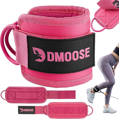 DMoose Fitness Ankle Strap for Cable Machine - One Size Fit with Premium Padding Cuffs, Ankle Bands for Working Out, Booty Workouts, Leg Extension, Hip Abductors, Kickbacks & Lower Body Exercises