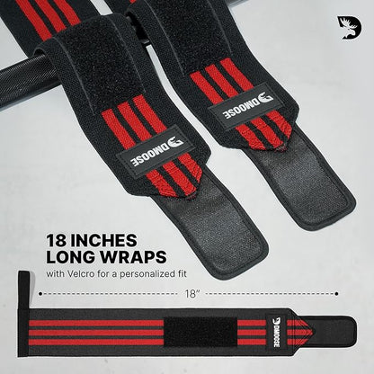 DMoose Fitness Wrist Wraps for Weightlifting 18" - Heavy Duty Gym Wrap with Hand Thumb Loop for Support & Pain Relief, USPA Approved Powerlifting, Weight Lifting Wrist Straps for Men & Women Work Out