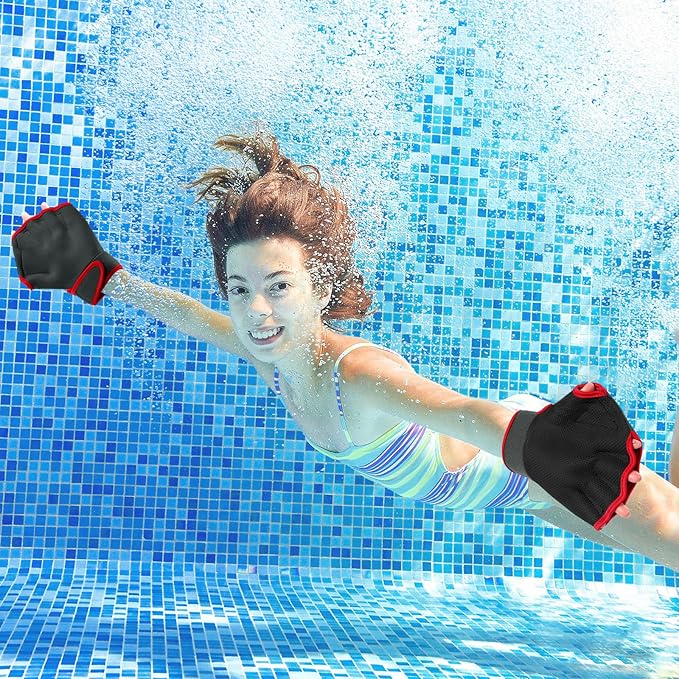 Sumind 2 Pairs Swimming Gloves Aquatic Training Gloves Neoprene Mittens Webbed Fitness Water Aerobics Resistance Training for Women Men Swimming Diving(Medium,Purple, Gray)