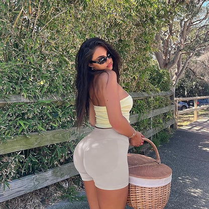 TDIFFUN Women Workout Shorts 3 Pack Gym Seamless Scrunch Butt Lifting Impact High Waist Yoga Biker Booty Athletic Shorts