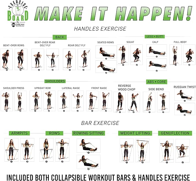 Portable Exercise Equipment for Home Workouts with Best Workout Accessories for Exercise & Fitness Home Gyms- Board,Bar,Resistance Bands Full Body Workout Machine & more at Home Gym Equipment Machines